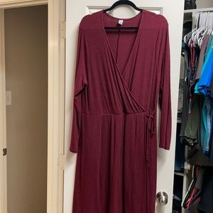 Old Navy red ribbed wrap dress